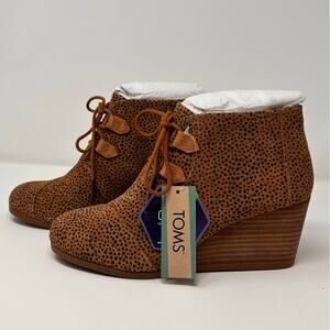 TOMS Women's Kala Desert Wedge Mini Cheetah Suede Bootie Size 8 NEW